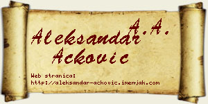Aleksandar Acković vizit kartica
